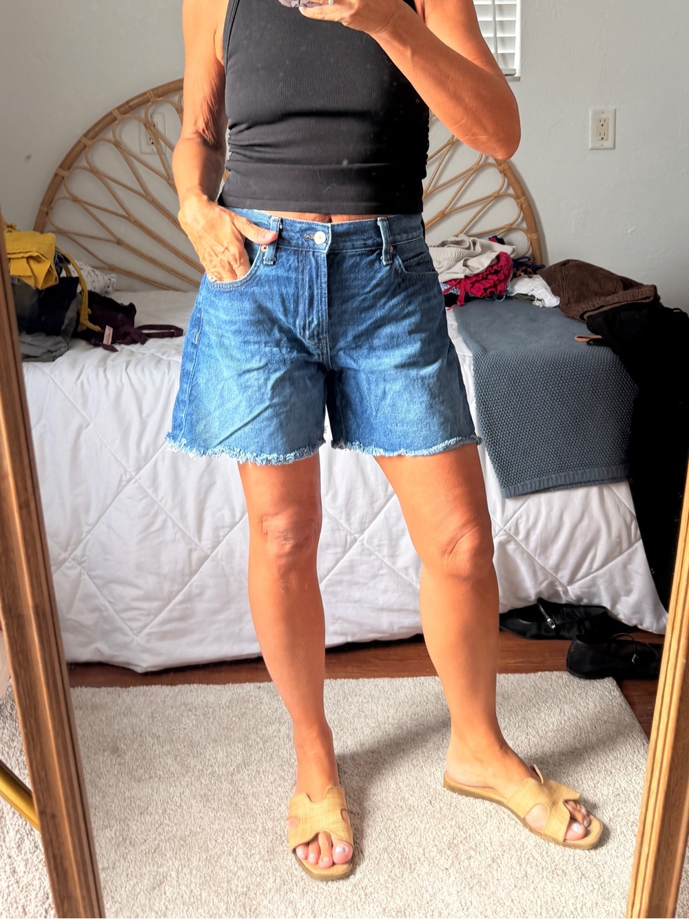 Old Navy Blue Denim Frayed Hem Women's Shorts